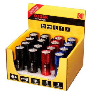 KODAK 9 LED Aluminium Taschenlampe / 8x schwarz, 4x rot...