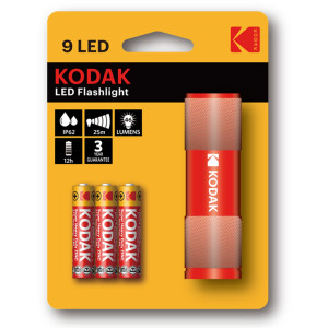KODAK 9 LED Aluminium Taschenlampe / rot / inkl. 3xAAA...