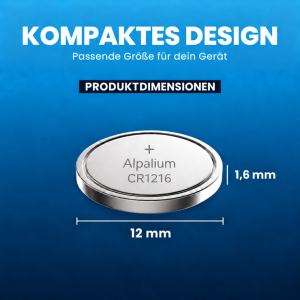ALPALIUM Lithium Knopfzelle CR1216 - 3V / 5er Blister