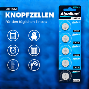 ALPALIUM Lithium Knopfzelle CR1220 - 3V / 5er Blister