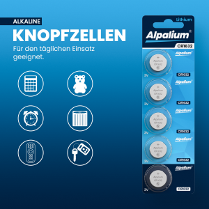 ALPALIUM Lithium Knopfzelle CR1632 - 3V / 5er Blister