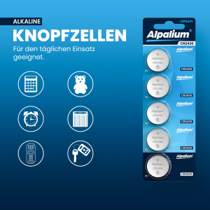 ALPALIUM Lithium Knopfzelle CR2430 - 3V / 5er Blister