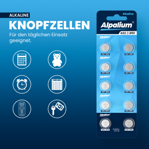 ALPALIUM Alkaline Knopfzelle AG2 / LR59 / 726 / 1,5V / BP10