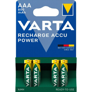 VARTA Recharge Akku Power NI-MH AAA800mAh – 4er...