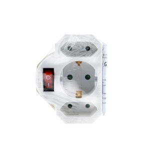 Schuko-Euro-Stecker Adapter 3fach mit Schalter
