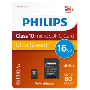 PHILIPS Micro SD 16GB / Klasse 10 / inkl. Adapter